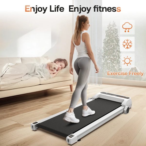 FYC Walking Pad Treadmill for Home with Incline, 2.5HP Low Noise Walking Jogging Running Machine with Remote Control, LED Display and Bluetooth, Under Desk Treadmill for Home Office, White - Image 4