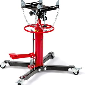 TUFFIOM Transmission Jack, 1,100 lbs 1/2-Ton Hydraulic 2-Stage High Lift Vertical Telescoping Floor Jack Stand, 34" to 68" Lifting Range, w/Pedal, 360° Swivel Wheels, Garage/Shop Lift Hoist