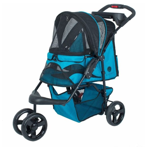 Durable Folding Pet Stroller with Mesh Sides for Dogs & Cats, Mermaid (Open Box) - Image 3