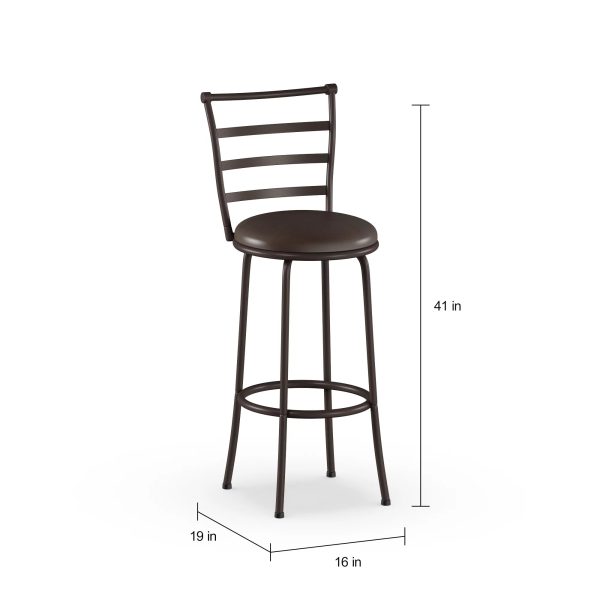 Mainstays Adjustable 24" or 29" Swivel Bar stool， Bronze Finish and PU Leather， Set of 3 - Image 3
