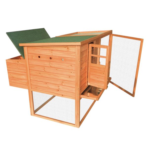 PawHut 64" Large Wooden Chicken Coop Kit With Outdoor Run And Nesting Box - Image 9