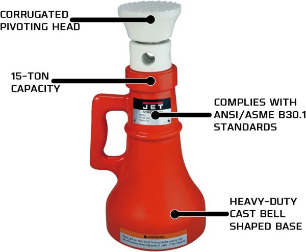 Jet Heavy Duty 15 Ton Mechanical Cast Bell Shaped Hyrdraulic Screw Jack - Image 2