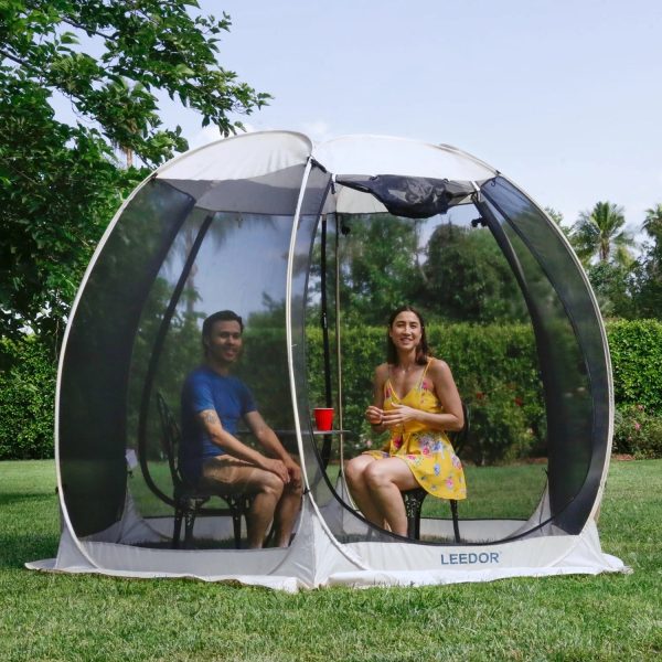 Leedor Screen House Tent Instant Room Shelter Gazebos for Patios Outdoor Canopy 10'x10' Gray - Image 10