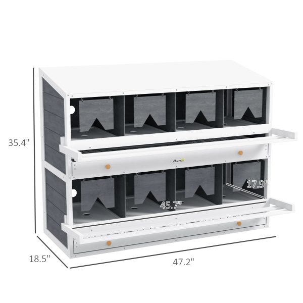 PawHut Nesting Boxes for Chickens W/ 2 Egg Collection Trays, 8 Compartments - Image 6