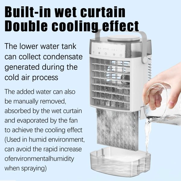 Homester Portable Air Conditioners Fan, 1000ml Tank Evaporative Air Cooler with 3 Speed Humidify & 7 LED Light Cooling Fan for Indoor Home Office Bedroom - Image 9