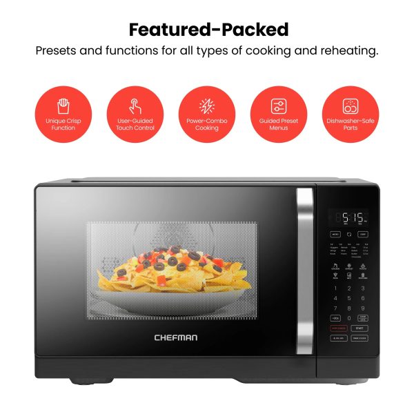 Chefman MicroCrisp 0.8 cu. ft. Microwave and Convection Oven 1800W – Black, New - Image 2