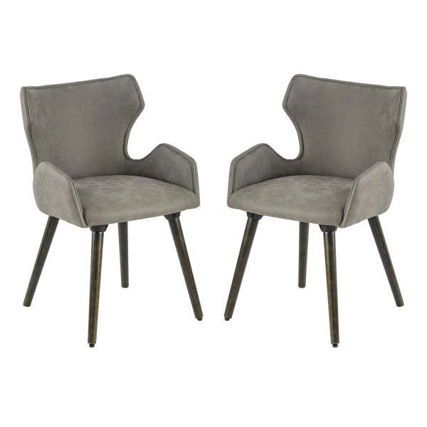 A & B Home Set Of 2 Dining Chair With Dark Brown And Gray Finish 49809-GRAY-DS - Image 2