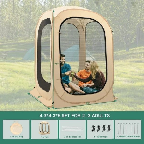 Lilypelle 4.3' x 4.3' Instant Screen House, Portable Screen Room,Canopy Pop-Up Screen Tentwith Carry Bag for Patio, Backyard, Deck & Outdoor Activities - Image 8