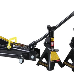 Black Jack 2.25 Ton Trolley Jack with 2.25 Ton Jack Stands in Case Black - T82253W