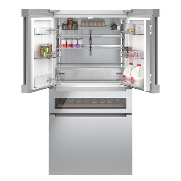 Bosch - 800 Series 20 Cu. Ft. 4-Door French Door Counter-Depth Smart Refrigerator with Beverage Cooler Drawer - Stainless steel - Image 11