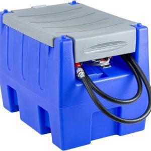 TECSPACE 58 Gallon Gasoline Tank, Portable Fuel Tank with 12V Electric Fuel Transfer Pump, 40 GPM Gasoline fuel Tank with 4 Meters Hose for Gasoline Transportation (Blue, 58 gal)