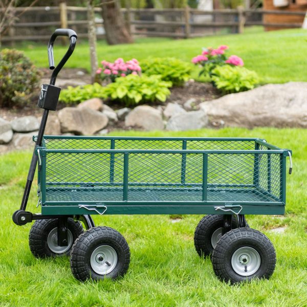 Garden Star 700lb Capacity， 38” x 20” Towable Mesh Garden Utility Cart - Image 2