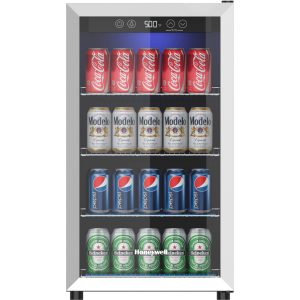 Honeywell Beverage Refrigerator and Cooler, 115 Can Mini Fridge with Glass Door for Soda Beer or Wine for Office or Bar with Adjustable Removable Shelving