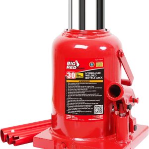 Big Red 30 Ton Stubby Low Profile Bottle Jack Welded Hydraulic Steel Car Jack,Red, W930R