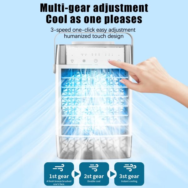 Homester Portable Air Conditioners Fan, 1000ml Tank Evaporative Air Cooler with 3 Speed Humidify & 7 LED Light Cooling Fan for Indoor Home Office Bedroom - Image 3