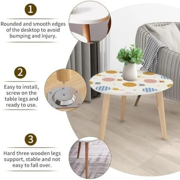 JYHOME Small Coffee Nesting Seamless Cute Pattern hot air Balloons Sky Triangle End Center Modern Room Bedroom Balcony - Image 6