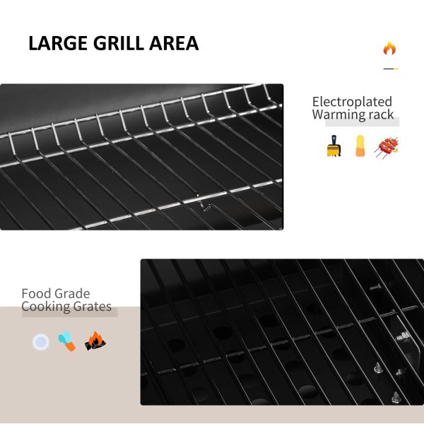 Outsunny Charcoal BBQ Grill, Outdoor Portable Cooker, Gray - Image 3