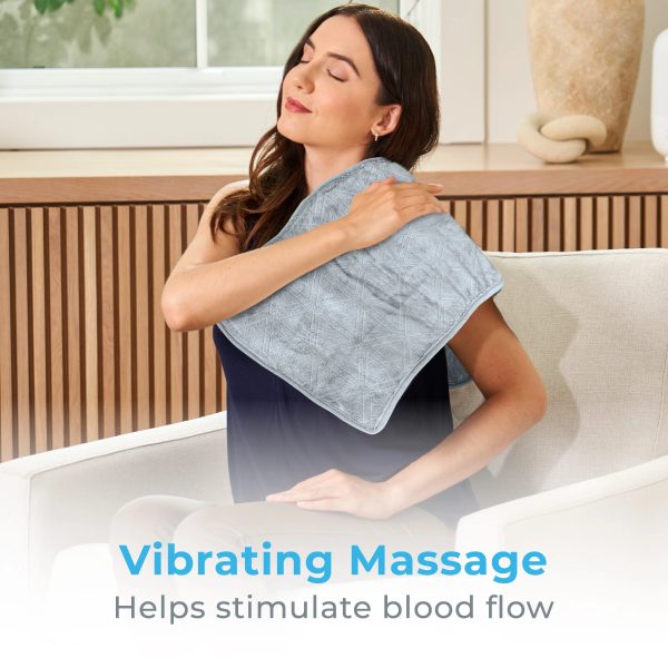 Pure Enrichment® WeightedWarmth™ 3-in-1 Heating Pad - 3 InstaHeat™ Settings, 3 Massage Speeds & 4.1 lbs of Weighted Pressure for Menstrual Cramps, Shoulder, Neck & Back Pain - 12” x 24” (Steel Gray) - Image 5