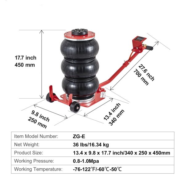 BENTISM Air Jack, 3 Ton/6600 lbs Triple Bag Air Jack, Airbag Jack with Six Steel Pipes, Lift up to 17.7 inch/450 mm, 3-5 s Fast Lifting Pneumatic Jack, with Long Handles for Car Repair - Image 7