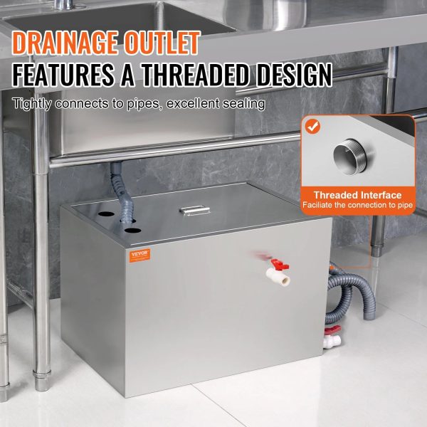 SKYSHALO 40LB Commercial Grease Interceptor Trap - A Stainless Steel Wastewater Filter - Image 4