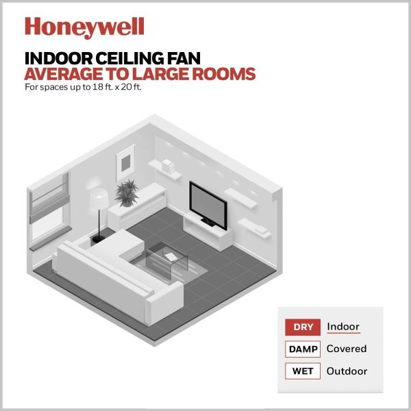 Honeywell Palm Valley 52" Bronze Tropical Ceiling Fan with 5 Palm Blades, 4 Arm Light Kit, Pull Chains & Reverse Airflow - Image 11