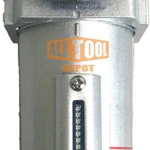 NPT HEAVY DUTY Compressed Air In Line Filter Regulator Combo Piggyback, Metal Bowl, 5 Micron , Adjustable From 7 to 175 PSI (AUTO DRAIN)