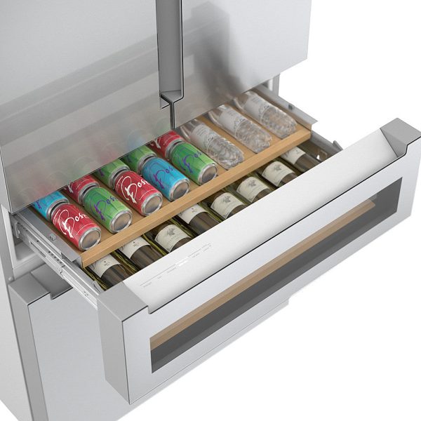 Bosch - 800 Series 20 Cu. Ft. 4-Door French Door Counter-Depth Smart Refrigerator with Beverage Cooler Drawer - Stainless steel - Image 12