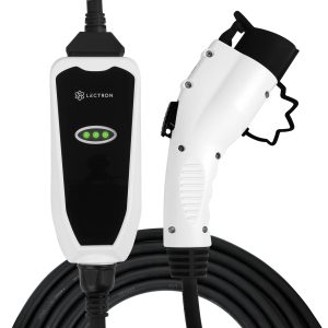 Lectron Level 1 / Level 2 Portable J1772 EV Charger (12 Amp / 32 Amp) with Dual Charging Plugs (NEMA 5-15 & 14-50) - Compatible with All J1772 EVs (White)