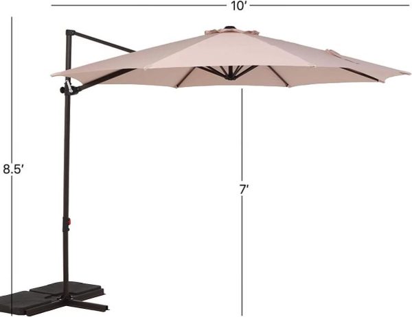 Grand Patio Outdoor Market Cantilever Steerable Large Umbrella, 10ft, Beige - Image 6
