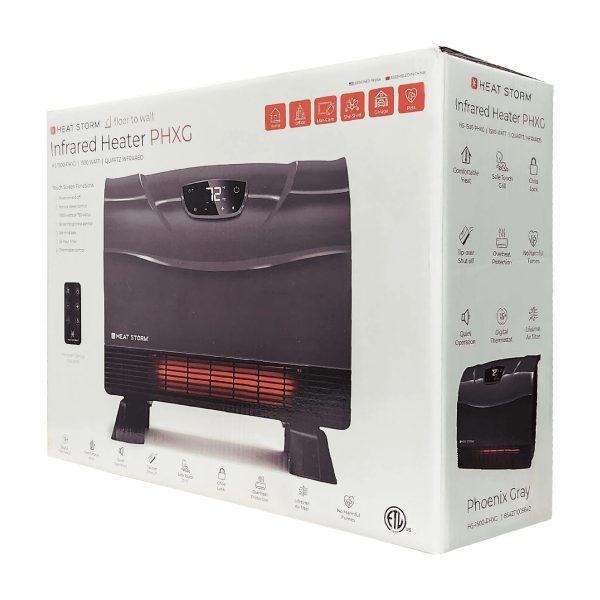 Heat Storm Phoenix 1500 Watt Infrared Floor to Wall Heater Gray - Image 11