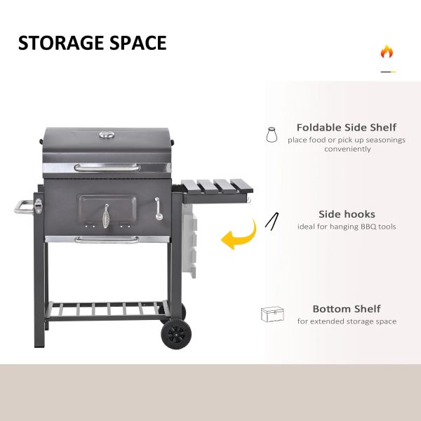 Outsunny Charcoal BBQ Grill, Outdoor Portable Cooker, Gray - Image 8
