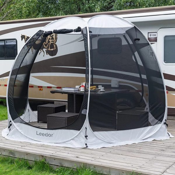 Leedor Screen House Tent Instant Room Shelter Gazebos for Patios Outdoor Canopy 10'x10' Gray - Image 5