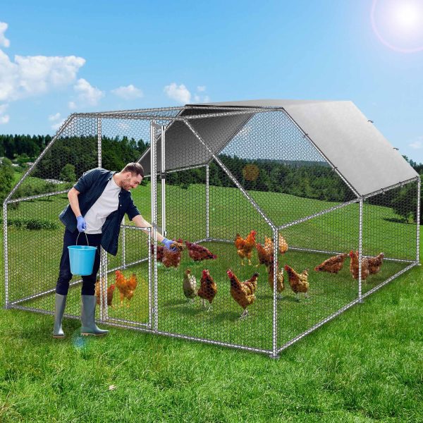Dextrus Chicken Run Coop 13.1 x 9.8 x 6.4 ft Large Metal Chicken Coop Spire Shaped, Walk-in Hen Cage, Outdoor Poultry Cage with Waterproof Cover and Wire Mesh for Backyard,Yard Outdoor - Image 2