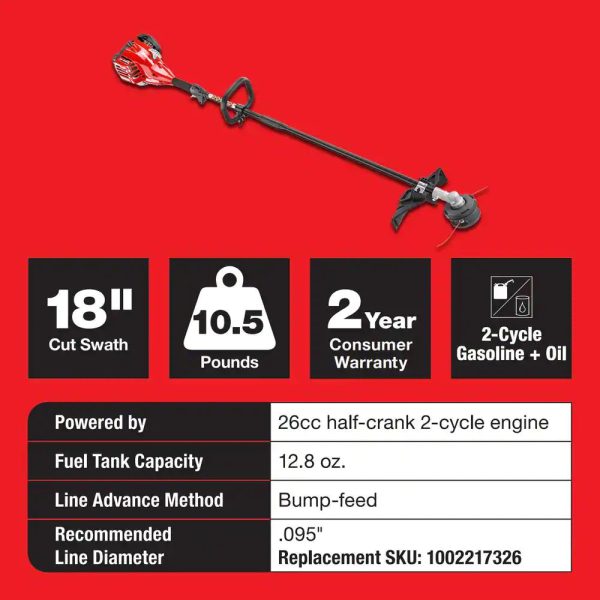 Homelite UT33650B 2-Stroke 26 cc Straight Shaft Gas Trimmer - Image 7