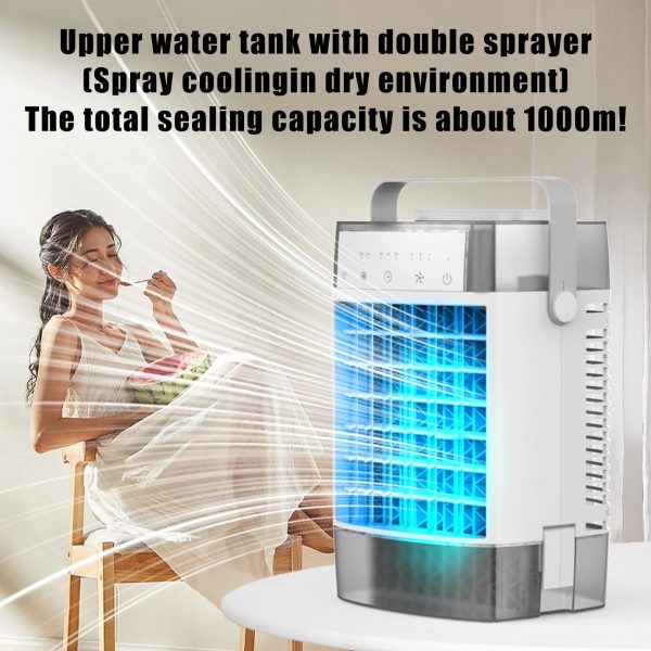 Homester Portable Air Conditioners Fan, 1000ml Tank Evaporative Air Cooler with 3 Speed Humidify & 7 LED Light Cooling Fan for Indoor Home Office Bedroom - Image 8