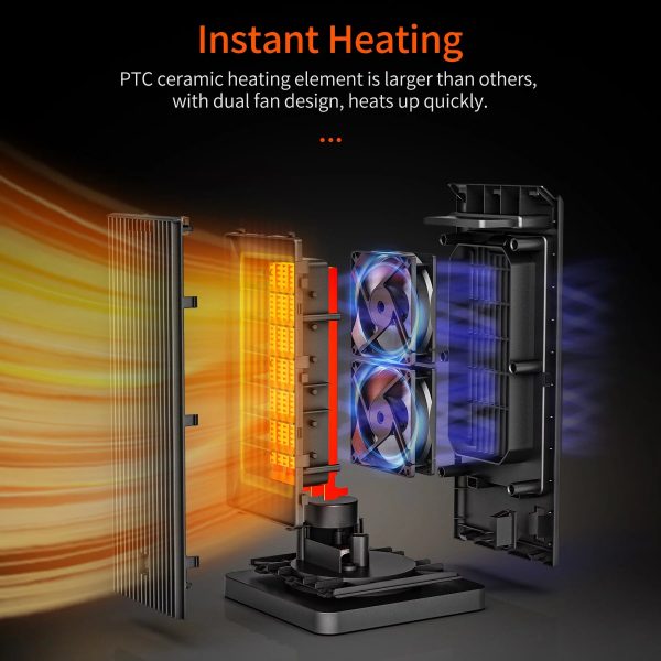 ALROCKET 1500W Ceramic Heater 90'' Oscillating with Thermostat and Remote Control - Image 7