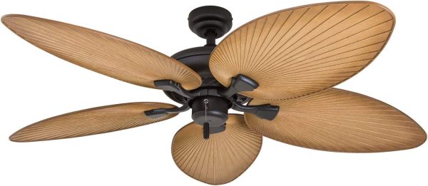 Honeywell Palm Valley 52" Bronze Tropical Ceiling Fan with 5 Palm Blades, 4 Arm Light Kit, Pull Chains & Reverse Airflow - Image 3