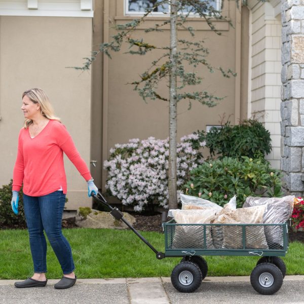 Garden Star 700lb Capacity， 38” x 20” Towable Mesh Garden Utility Cart - Image 5