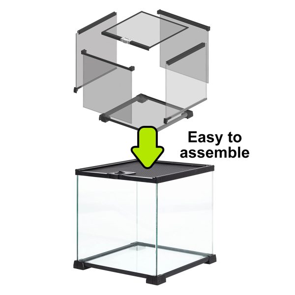 REPTIZOO Knock-Down Mini Glass Reptile Habitat, 360 Rotation Visually Reptile Terrarium 20”×12”×10”(10 gallon)，Easy Assembly - Image 2