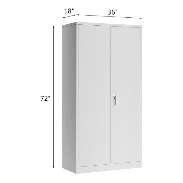Aobabo 72 Inch Double Door Locking Storage Cabinet with Adjustable Shelves, Gray - Image 2