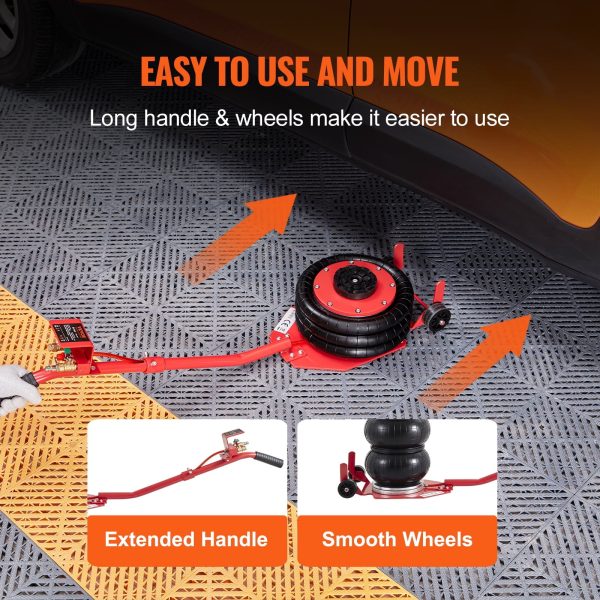 BENTISM Air Jack, 3 Ton/6600 lbs Triple Bag Air Jack, Airbag Jack with Six Steel Pipes, Lift up to 17.7 inch/450 mm, 3-5 s Fast Lifting Pneumatic Jack, with Long Handles for Car Repair - Image 5