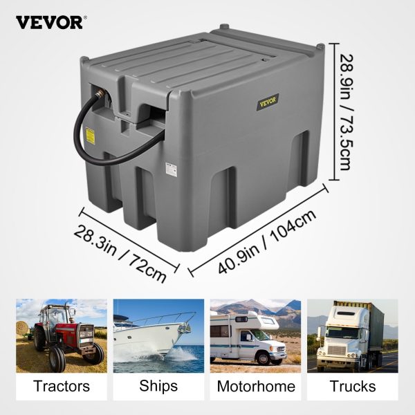 BENTISM Portable Diesel Tank 116 Gal Diesel Fuel Tank with 12V Transfer Pump Gray - Image 7