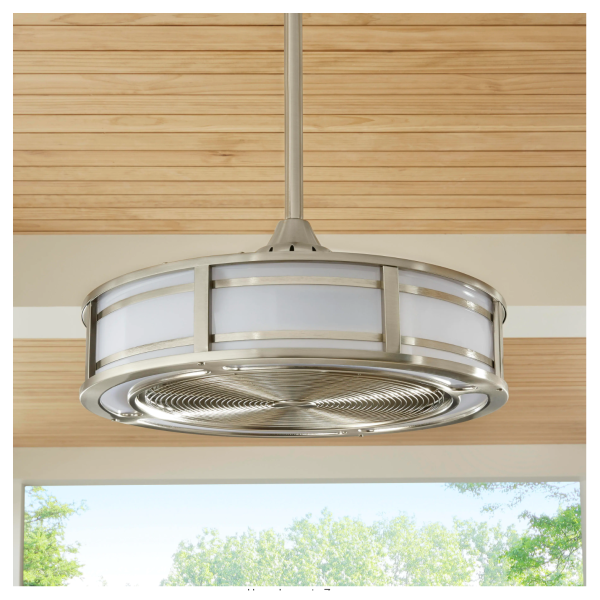 Home Decorators Collection Brette II 23 in. LED Indoor/Outdoor Brushed Nickel Ceiling Fan with Light and Remote Control - Image 6