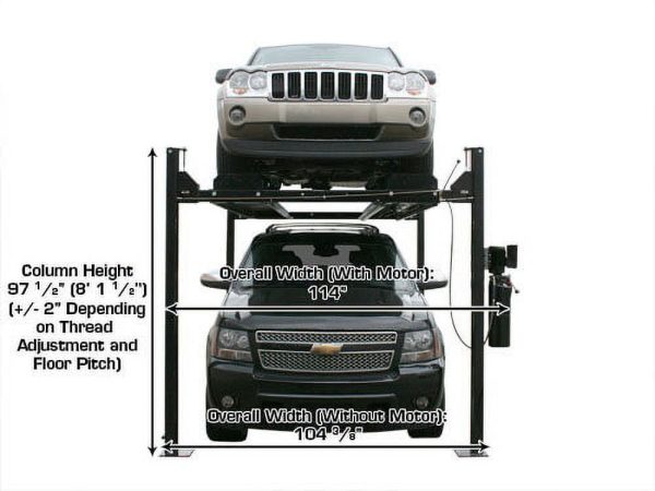 Atlas Automotive Equipment Atlas Equipment Garage PRO8000EXT Extra Tall Portable Hobbyist 8,000 lb. Capacity 4-Post Lift - Image 5