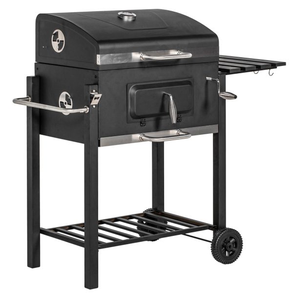 Outsunny Charcoal BBQ Grill, Outdoor Portable Cooker, Black - Image 2
