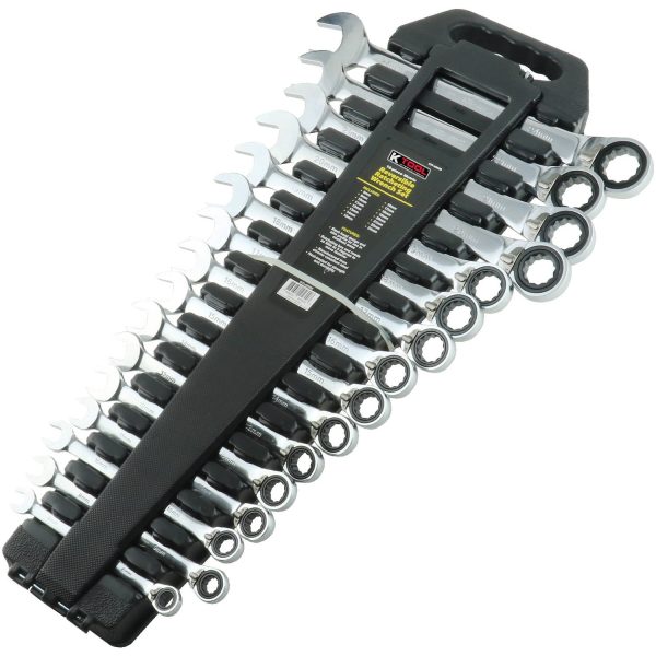 KTI 16-Piece Metric Ratcheting Reversible Wrench Set