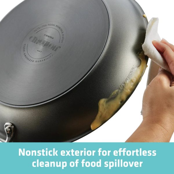 Circulon 84569 Elementum 7.5 qt. Hard-Anodized Aluminum Nonstick Stock Pot in Oyster Gray with Glass Lid - Image 6