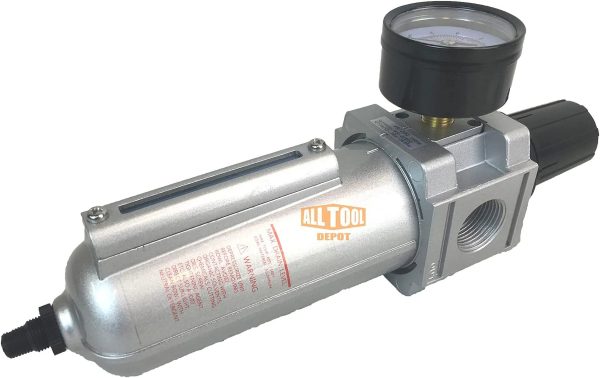 NPT HEAVY DUTY Compressed Air In Line Filter Regulator Combo Piggyback, Metal Bowl, 5 Micron , Adjustable From 7 To 175 PSI (AUTO DRAIN) - Image 3