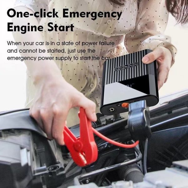 Air Compressor with Car Jump Starter, Tyre Inflator with Power Bank and Emergency Light, Portable Car Battery Booster 1000A Peak 8800mAh 12V to 5.0L Gas or Diesel Engine - Image 3
