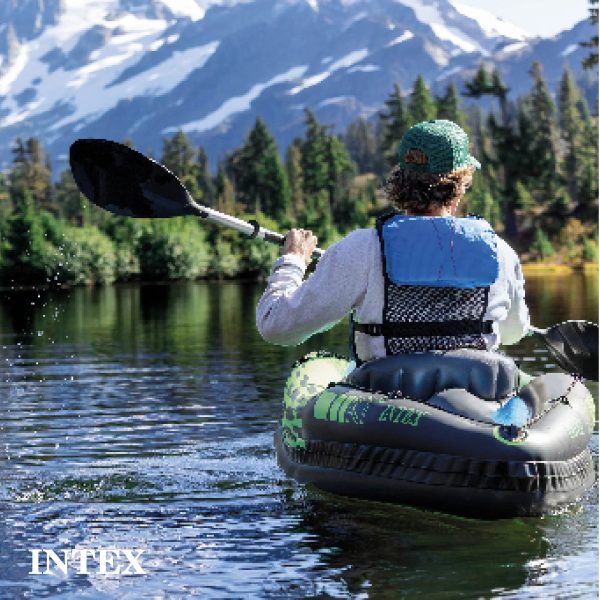 Intex Challenger K1 Single Person Inflatable Fishing Kayak Set Accessory Kit Oars & Pump - Image 8